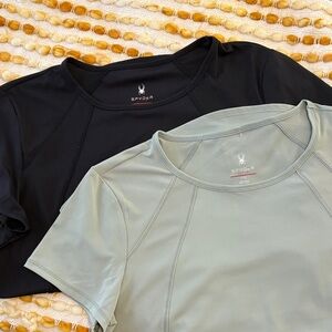 Women Spyder Active Black and Light Green Performance Tees Set